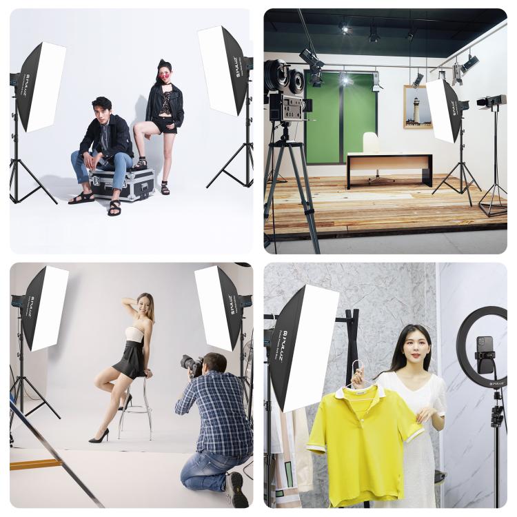 PULUZ 120W Fotostudio Blitzlicht-Kit mit Softbox Reflektor & Stativ, Rechteck 120W 2700K-6500K Lichtkit EU-Stecker, Rechteck 120W 2700K-6500K Lichtkit UK-Stecker, Rechteck 120W 2700K-6500K Lichtkit US-Stecker