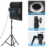 PULUZ 120W Fotostudio Blitzlicht-Kit mit Softbox Reflektor & Stativ, Rechteck 120W 2700K-6500K Lichtkit EU-Stecker, Rechteck 120W 2700K-6500K Lichtkit UK-Stecker, Rechteck 120W 2700K-6500K Lichtkit US-Stecker