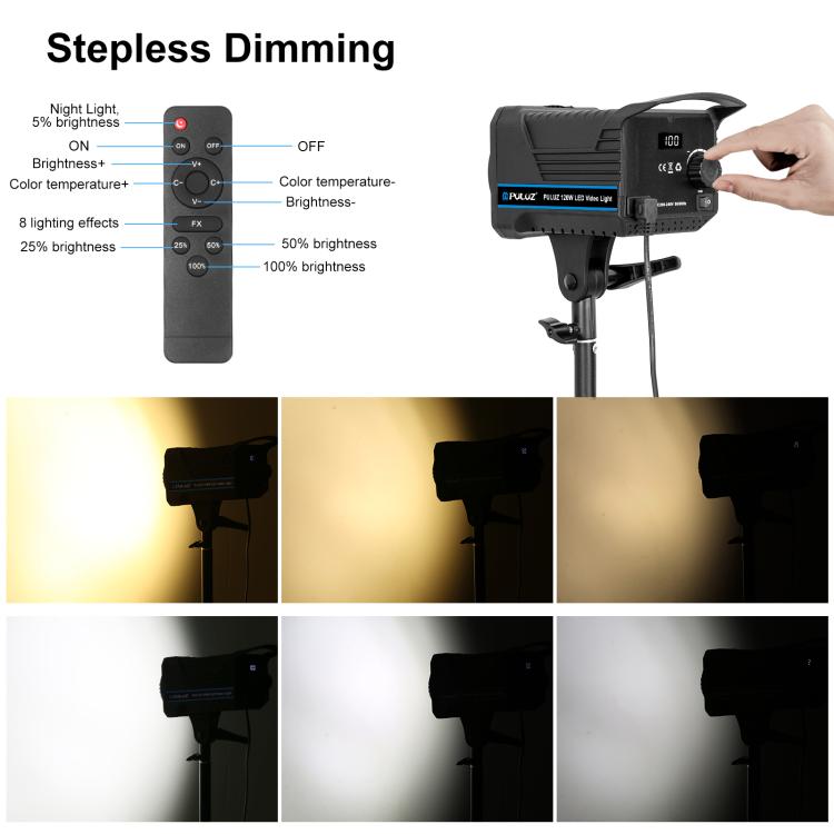 PULUZ 120W Fotostudio Blitzlicht-Kit mit Softbox Reflektor & Stativ, Rechteck 120W 2700K-6500K Lichtkit EU-Stecker, Rechteck 120W 2700K-6500K Lichtkit UK-Stecker, Rechteck 120W 2700K-6500K Lichtkit US-Stecker