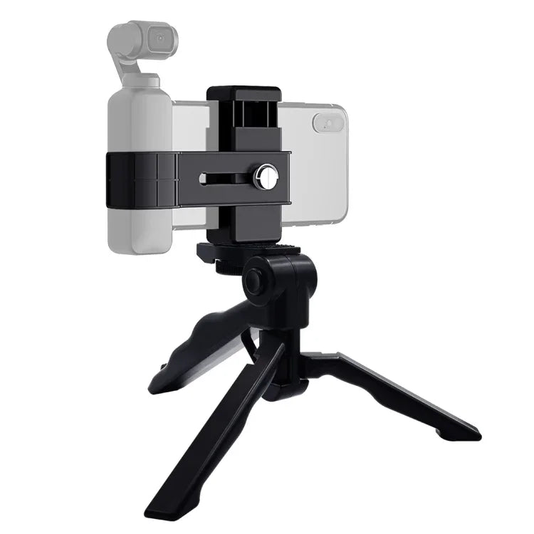 PULUZ Smartphone-Befestigungsklemme 1/4-Zoll-Halterung + Griff, faltbares Stativ-Montageset für DJI OSMO Pocket / Pocket 2, Klemme + Stativ