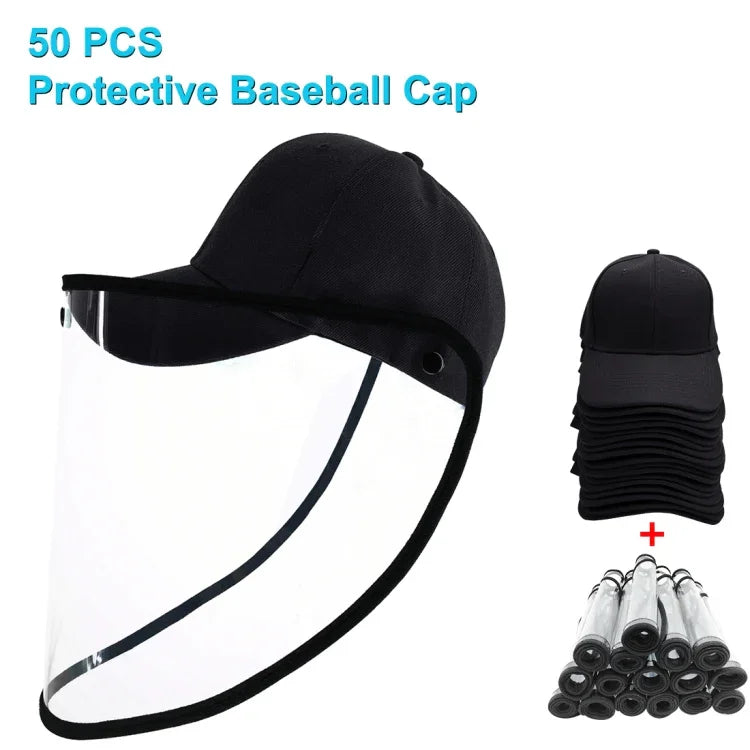 50 Stück Anti-Speichel-Spritzer Anti-Spucken Anti-Beschlag Anti-Öl Schutz-Baseballkappe Maske Abnehmbarer Gesichtsschutz, Baseballkappenmaske 50er-Pack, 50 Stück Baseballkappenmaske/Rot