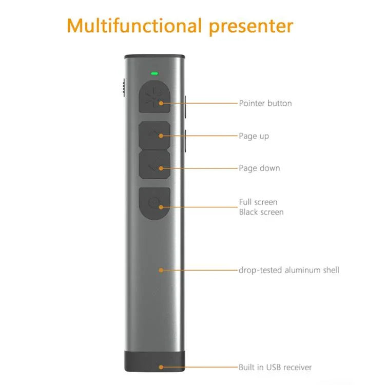 Doosl Dsit038 2,4-GHz Funk-Presenter, PowerPoint-Clicker, Fernbedienung mit grünem Laserpointer, Reichweite: 100 m, grüner Laser