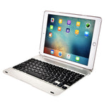 F19B für iPad 9,7 (2017/2018) & iPad Air & Air 2 & iPad Pro 9,7 & Neues iPad 9,7 Zoll (2017) Ultraleichte ABS horizontale Klapp-Tablet-Hülle + Bluetooth-Tastatur