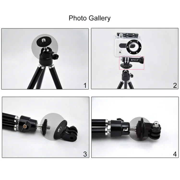 PULUZ Kamera-Stativhalterungsadapter für PULUZ Action-Sportkameras, Jaws Flex Clamp Mount für GoPro, Insta360, DJI und andere Actionkameras, Stativhalterung (PVC-Material)
