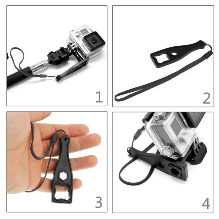 PULUZ Kunststoff-Rändelschraubenschlüssel mit Trageschlaufe für GoPro, Insta360, DJI und andere Action-Kameras, Schraubenschlüssel (PVC-Material), Schwarz