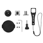 PULUZ Gehäuse-Schutzkäfig-Set aus CNC-gefrästem Aluminium mit Metallschlüssel, Objektivdeckel, Schraube und Stativadapter für GoPro HERO5 Session / HERO4 Session / HERO4 Session