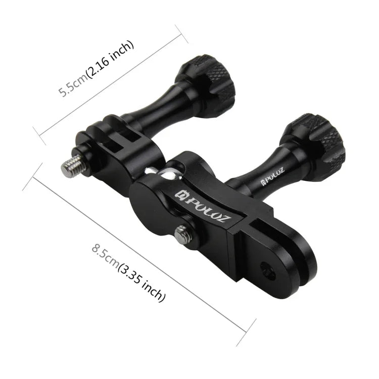PULUZ CNC-gefräste Aluminium-Kugelgelenkhalterung mit 2 langen Schrauben für GoPro, Insta360, DJI und andere Action-Kameras, CN-Lagerbestand
