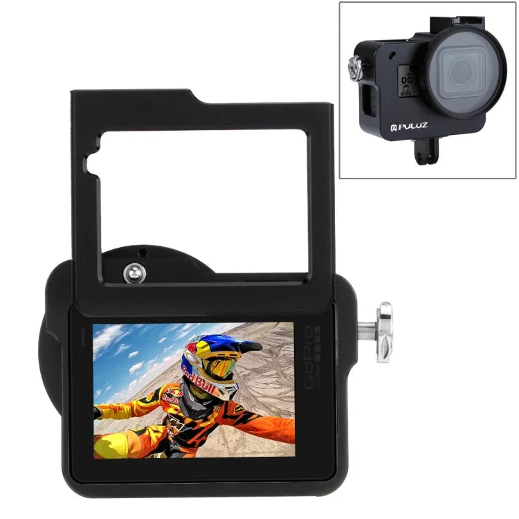 PULUZ Gehäuse aus CNC-gefrästem Aluminium mit Schutzrahmen und 52-mm-UV-Linse für GoPro HERO (2018) /7 Black /6 /5, HERO6 /5 Pull Frame und HERO5 Pull Frame