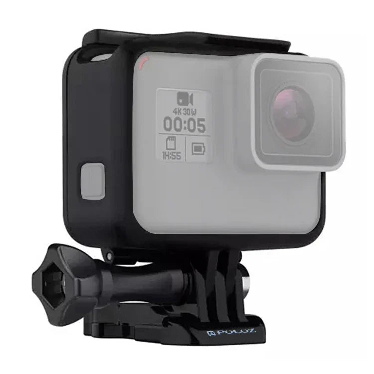 PULUZ ABS-Kunststoffgehäuse mit Rahmenhalterung, Schutzhülle, Sockel und langer Schraube für GoPro HERO (2018) /7 Schwarz /6 /5, für GoPro HERO6 /5