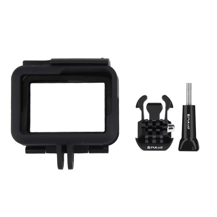 PULUZ ABS-Kunststoffgehäuse mit Rahmenhalterung, Schutzhülle, Sockel und langer Schraube für GoPro HERO (2018) /7 Schwarz /6 /5, für GoPro HERO6 /5