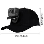 PULUZ Baseballkappe mit J-Haken-Schnallenhalterung und Schraube für GoPro, DJI OSMO Action und andere Action-Kameras, erhältlich in Schwarz, Rot und Dunkelblau.