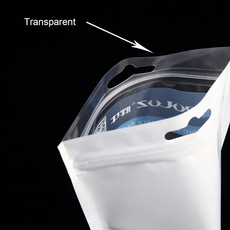 10 Stück PULUZ 16 cm x 13 cm Schmuckbeutel mit Aufhängeloch, transparenter Vorderseite, weiß, mit Reißverschluss (Größe: M), Größe: M