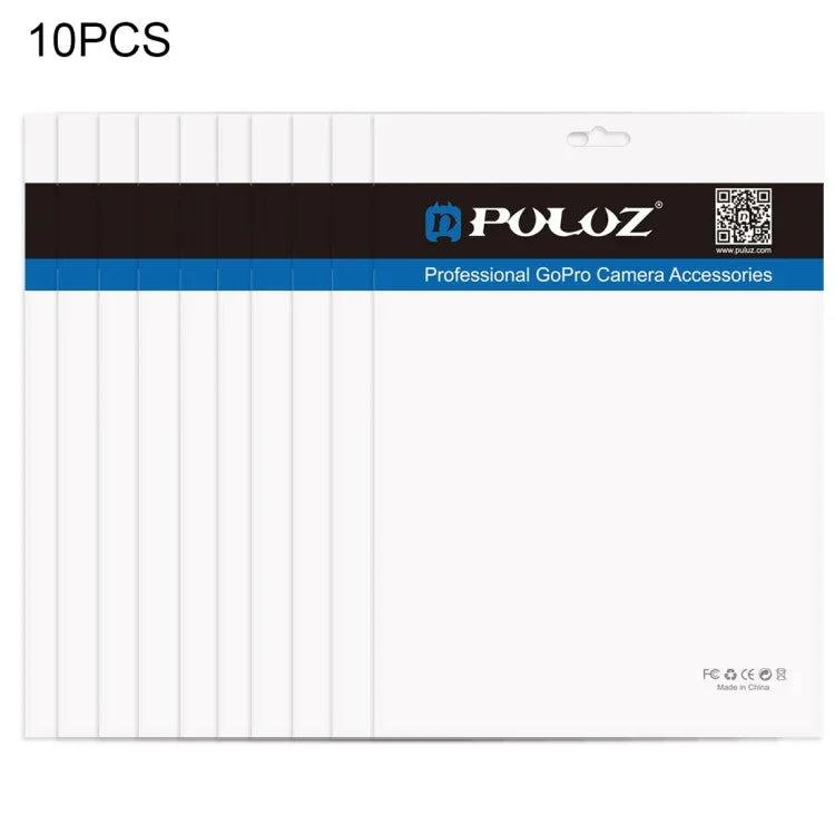 10 Stück PULUZ 33 cm x 23,5 cm Schmuckbeutel mit Aufhängeloch, transparenter Vorderseite, weiß, mit Perlenverschluss (Größe: XL), Größe: XL