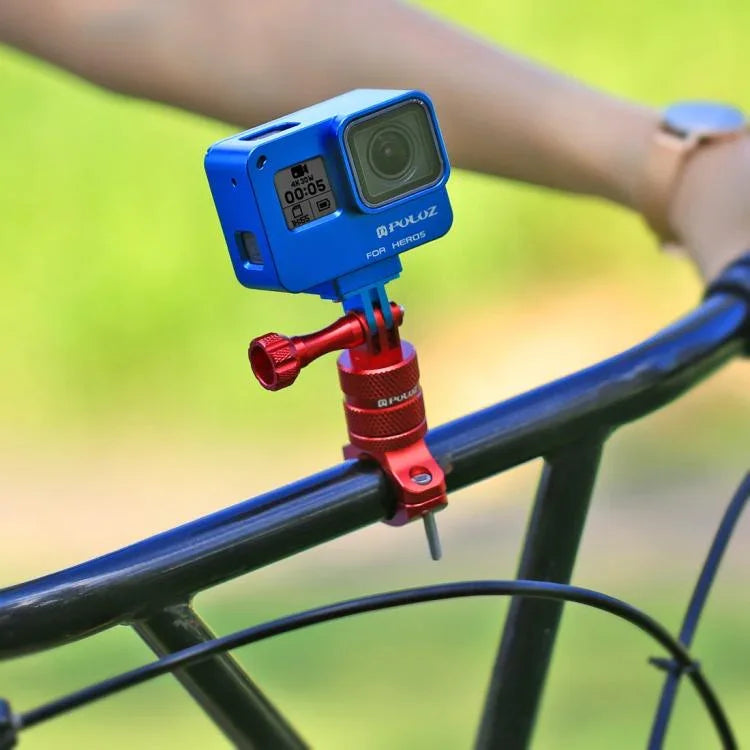 PULUZ 360° drehbare Fahrradlenkerhalterung aus Aluminium mit Schraube für GoPro, Insta360, DJI und andere Action-Kameras, China-Lager (Rot), China-Lager (Blau), Lenkerhalterung 1
