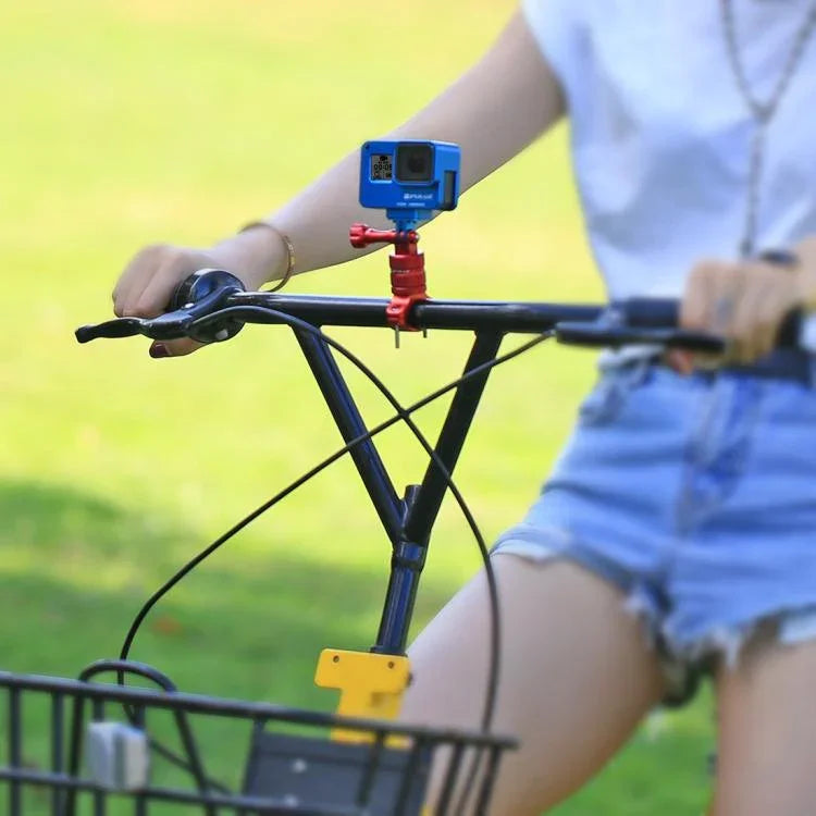 PULUZ 360° drehbare Fahrradlenkerhalterung aus Aluminium mit Schraube für GoPro, Insta360, DJI und andere Action-Kameras, China-Lager (Rot), China-Lager (Blau), Lenkerhalterung 1