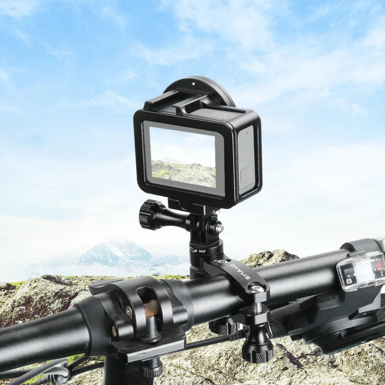 PULUZ 360° drehbare Fahrradlenkerhalterung aus Aluminium mit Schraube für GoPro, Insta360, DJI und andere Action-Kameras, Lenkerhalterung 2