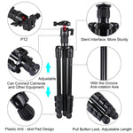 PULUZ 4-teiliges, klappbares Metallstativ mit 360°-Kugelkopf für DSLR- und Digitalkameras, Höhenverstellbar: 42–130 cm