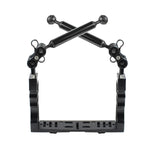 PULUZ Aluminium-Tablettstabilisator mit Doppelgriff, 2 x Doppelkugel-Klemme aus Aluminiumlegierung und 2 x 7-Zoll-Schwimmarm für Unterwasserkameragehäuse, 2 x Doppelkugel (Schwarz)
