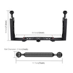 PULUZ Aluminium-Tablettstabilisator mit Doppelgriff, 2 x Doppelkugel-Klemme aus Aluminiumlegierung und 2 x 7-Zoll-Schwimmarm für Unterwasserkameragehäuse, 2 x Doppelkugel (Schwarz)