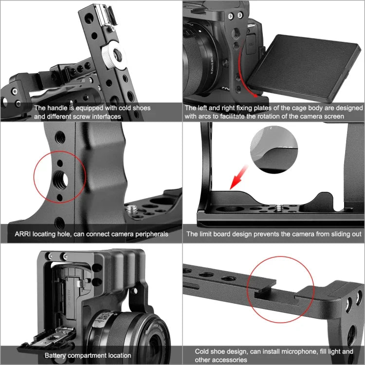 PULUZ Videokamerakäfig-Stabilisator mit Griff für Canon EOS M50, für Canon EOS M50