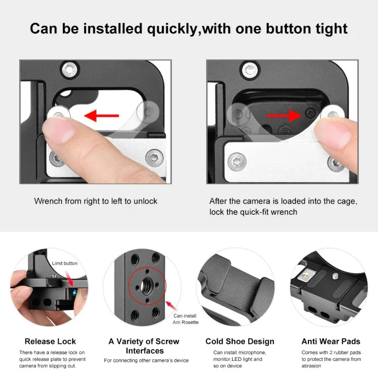 PULUZ Videokamerakäfig mit Griff für Nikon Z6 / Z7, Kamerakäfig mit Griff für Nikon Z6 / Z7