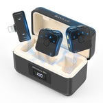 PULUZ Magnetisches Lavalier Wireless Mikrofon mit Ladekoffer, 8-Pin RX-Empfänger und 2 TX-Mikrofone, 8-Pin 2 TX + 1 RX, mit Ladekoffer