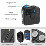 PULUZ Magnetisches Lavalier Wireless Mikrofon mit Ladekoffer, 8-Pin RX-Empfänger und 2 TX-Mikrofone, 8-Pin 2 TX + 1 RX, mit Ladekoffer