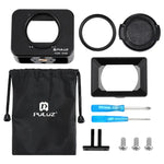 PULUZ Schutzhülle aus Aluminiumlegierung für Sony RX0 + 37-mm-UV-Filterlinse + Gegenlichtblende mit Schrauben und Schraubendrehern, Schutzhülle Schwarz, Schutzhülle Gold, Schutzhülle Blau, Schutzhülle Rot, Schutzhülle Silber