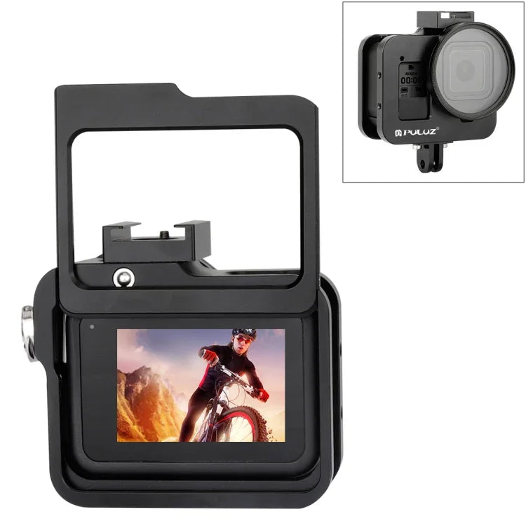 PULUZ Gehäuse aus CNC-gefrästem Aluminium mit Schutzrahmen und 52-mm-UV-Linse für GoPro HERO8 Black, passend für HERO8 Black mit Rahmen