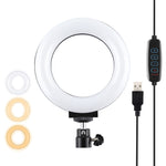 PULUZ 4,7 Zoll 12cm USB 3 Modi dimmbares LED-Ring Selfie Beauty Vlogging Fotografie Videolicht mit Stativ-Kugelkopf, 4,7 Zoll mit Kugelkopf