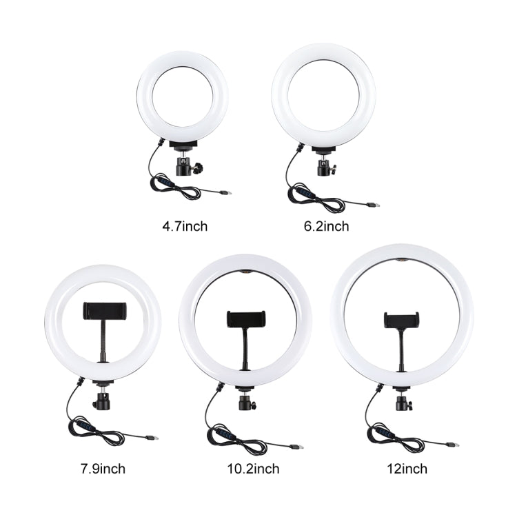 PULUZ 4,7 Zoll 12cm USB 3 Modi dimmbares LED-Ring Selfie Beauty Vlogging Fotografie Videolicht mit Stativ-Kugelkopf, 4,7 Zoll mit Kugelkopf