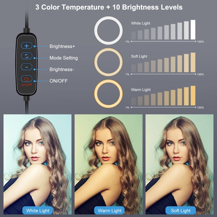 PULUZ 4,7 Zoll 12cm USB 3 Modi dimmbares LED-Ring Selfie Beauty Vlogging Fotografie Videolicht mit Stativ-Kugelkopf, 4,7 Zoll mit Kugelkopf