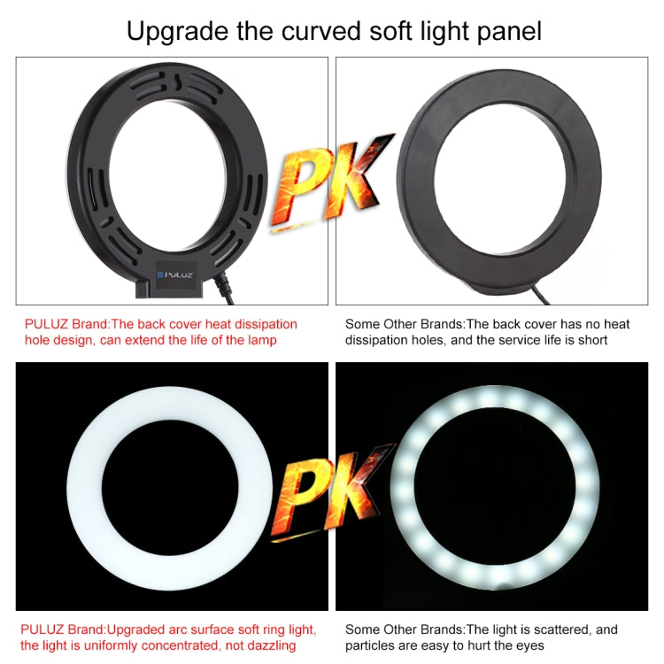 PULUZ 4,7 Zoll 12cm USB 3 Modi dimmbares LED-Ring Selfie Beauty Vlogging Fotografie Videolicht mit Stativ-Kugelkopf, 4,7 Zoll mit Kugelkopf