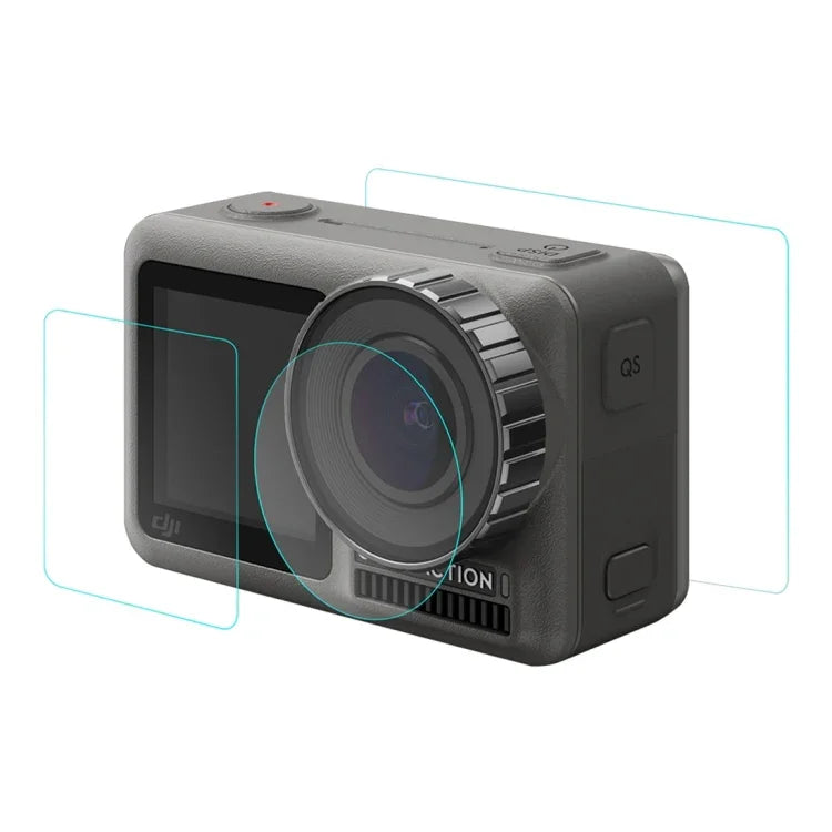 PULUZ Objektiv + Vorder- und Rückdisplay-LCD-Schutzfolie aus 9H 2,5D gehärtetem Glas für DJI Osmo Action, für DJI Osmo Action