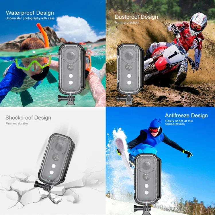 PULUZ 30 m wasserdichtes Unterwassergehäuse für Insta360 ONE X, mit Schnallenbefestigung und Schraube, für Insta360 ONE X