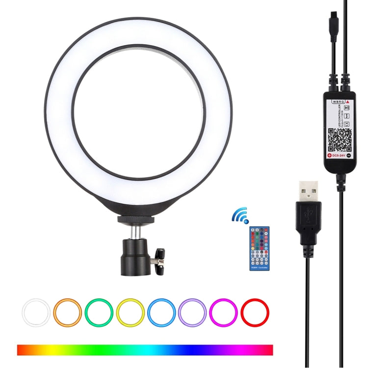 PULUZ 6,2 Zoll 16cm USB RGBW dimmbarer LED-Ring Vlogging Fotografie Video Licht mit Kaltlicht-Schuh Stativ Kugelkopf & Fernbedienung, 6,2 Zoll RGBW / Fernbedienung
