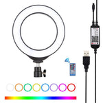 PULUZ 6,2 Zoll 16cm USB RGBW dimmbarer LED-Ring Vlogging Fotografie Video Licht mit Kaltlicht-Schuh Stativ Kugelkopf & Fernbedienung, 6,2 Zoll RGBW / Fernbedienung