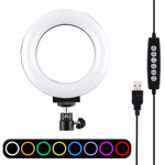 PULUZ 4,7 Zoll 12cm gewölbte Oberfläche USB 10 Modi 8 Farben RGBW dimmbarer LED-Ring Vlogging Fotografie Video Licht mit Stativ Kugelkopf, 4,7 Zoll RGBW