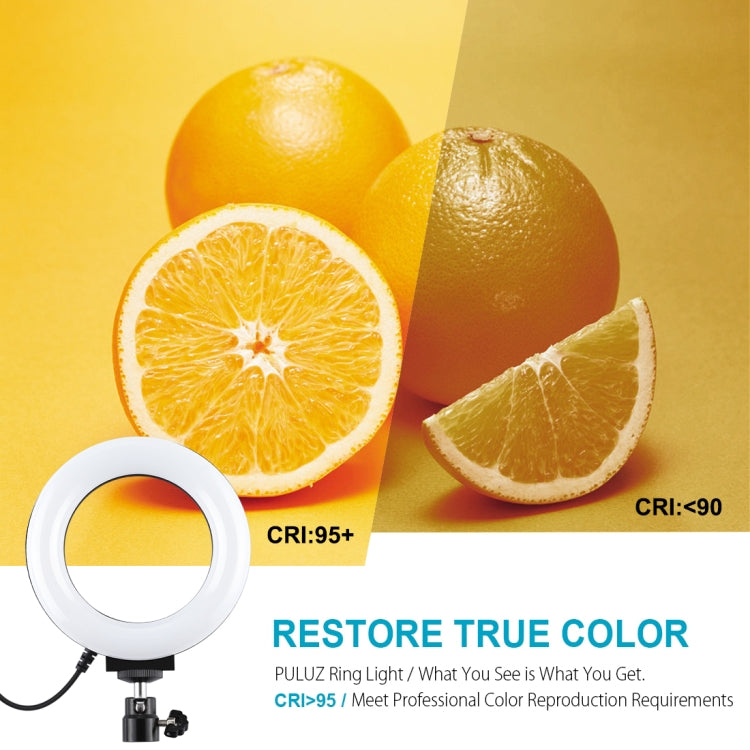 PULUZ 4,7 Zoll 12cm gewölbte Oberfläche USB 10 Modi 8 Farben RGBW dimmbarer LED-Ring Vlogging Fotografie Video Licht mit Stativ Kugelkopf, 4,7 Zoll RGBW