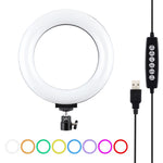 PULUZ 6,2 Zoll 16cm USB 10 Modi 8 Farben RGBW dimmbarer LED-Ring Vlogging Fotografie Video Licht mit Stativ Kugelkopf, 6,2 Zoll RGBW