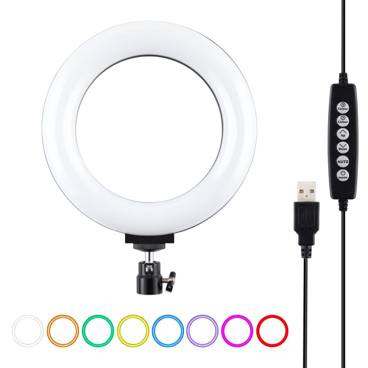 PULUZ 6,2 Zoll 16cm USB 10 Modi 8 Farben RGBW dimmbarer LED-Ring Vlogging Fotografie Video Licht mit Stativ Kugelkopf, 6,2 Zoll RGBW
