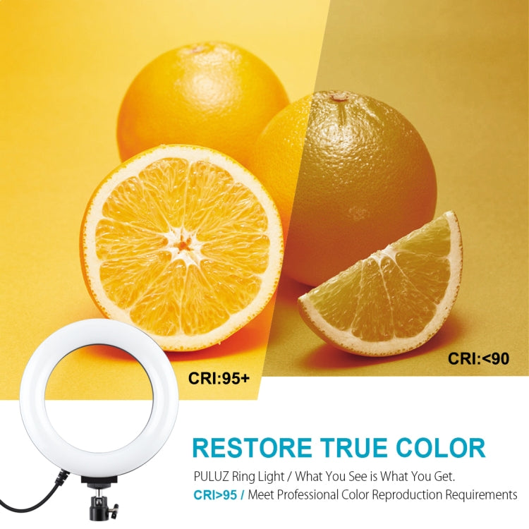 PULUZ 6,2 Zoll 16cm USB 10 Modi 8 Farben RGBW dimmbarer LED-Ring Vlogging Fotografie Video Licht mit Stativ Kugelkopf, 6,2 Zoll RGBW