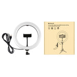 PULUZ 10,2 Zoll 26cm USB 10 Modi 8 Farben RGBW dimmbarer LED-Ring Vlogging Fotografie Video Licht mit Kaltlicht-Schuh Stativ Kugelkopf & Telefonhalterung, 10,2 Zoll RGBW