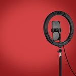 PULUZ 10,2 Zoll 26cm USB 10 Modi 8 Farben RGBW dimmbarer LED-Ring Vlogging Fotografie Video Licht mit Kaltlicht-Schuh Stativ Kugelkopf & Telefonhalterung, 10,2 Zoll RGBW
