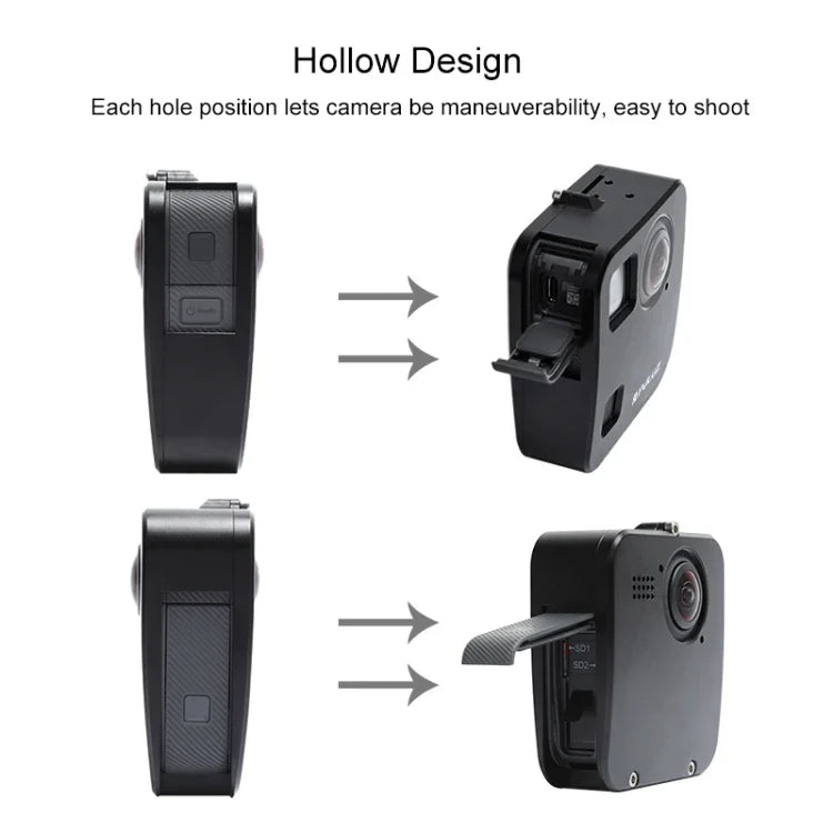 PULUZ Gehäuse für GoPro Fusion, CNC-gefrästes Aluminium-Schutzgehäuse mit Basishalterung und Objektivdeckeln, für GoPro Fusion