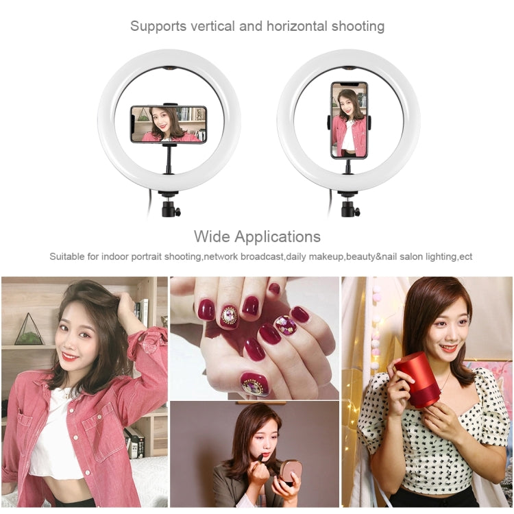 PULUZ 10,2 Zoll 26cm gewölbte Oberfläche USB RGBW dimmbarer LED-Ring Vlogging Fotografie Video Licht mit Stativ Kugelkopf & Fernbedienung & Telefonhalterung, 10,2 Zoll RGBW