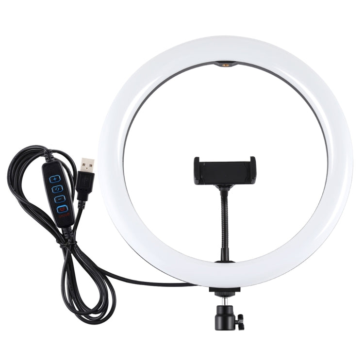 PULUZ 11,8 Zoll 30cm USB 3 Modi dimmbarer Dual Farbtemperatur LED gewölbter Diffusor Licht Ring Vlogging Selfie Fotografie Video Licht mit Telefonhalterung, 11,8 Zoll