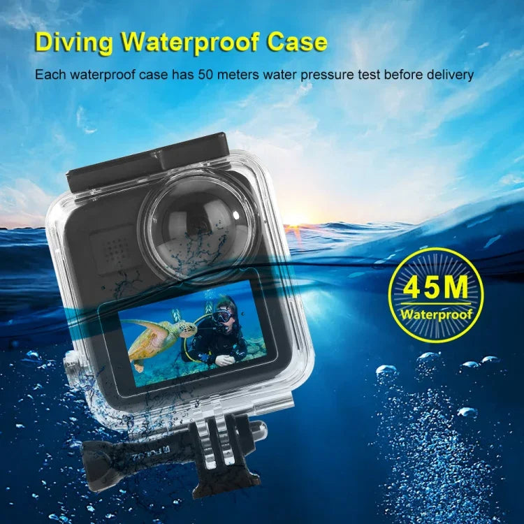 PULUZ 45m Unterwassergehäuse, wasserdicht, Tauchkoffer für GoPro MAX, mit Schnallenhalterung und Schraube, wasserdichtes Gehäuse