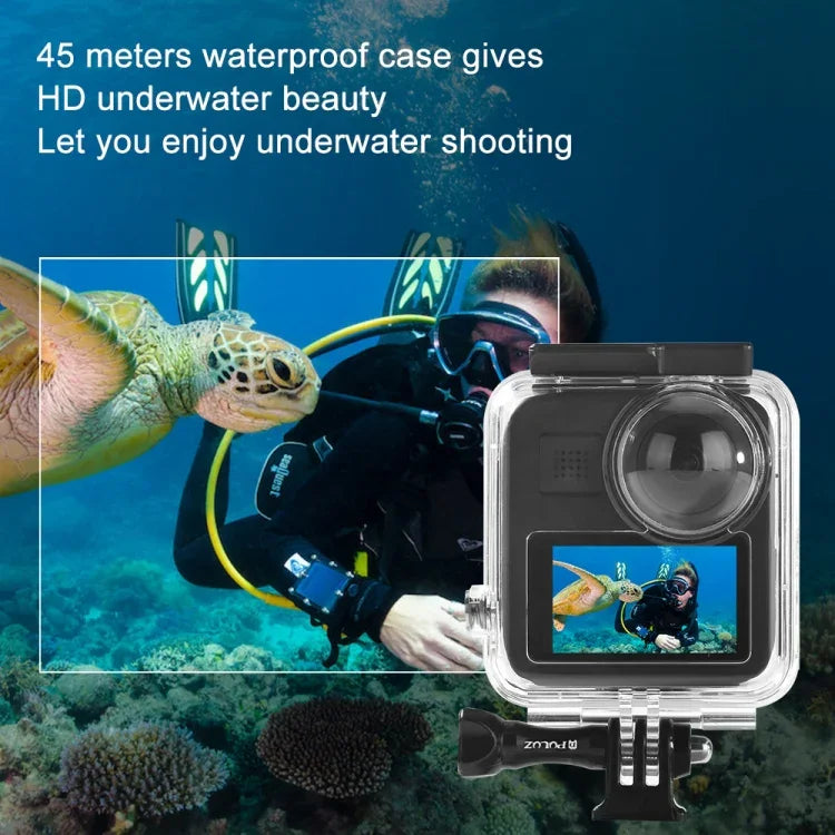 PULUZ 45m Unterwassergehäuse, wasserdicht, Tauchkoffer für GoPro MAX, mit Schnallenhalterung und Schraube, wasserdichtes Gehäuse