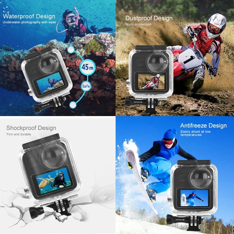 PULUZ 45m Unterwassergehäuse, wasserdicht, Tauchkoffer für GoPro MAX, mit Schnallenhalterung und Schraube, wasserdichtes Gehäuse